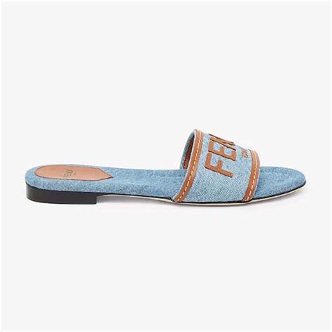 fendi denim slides|Fendi platform slides.